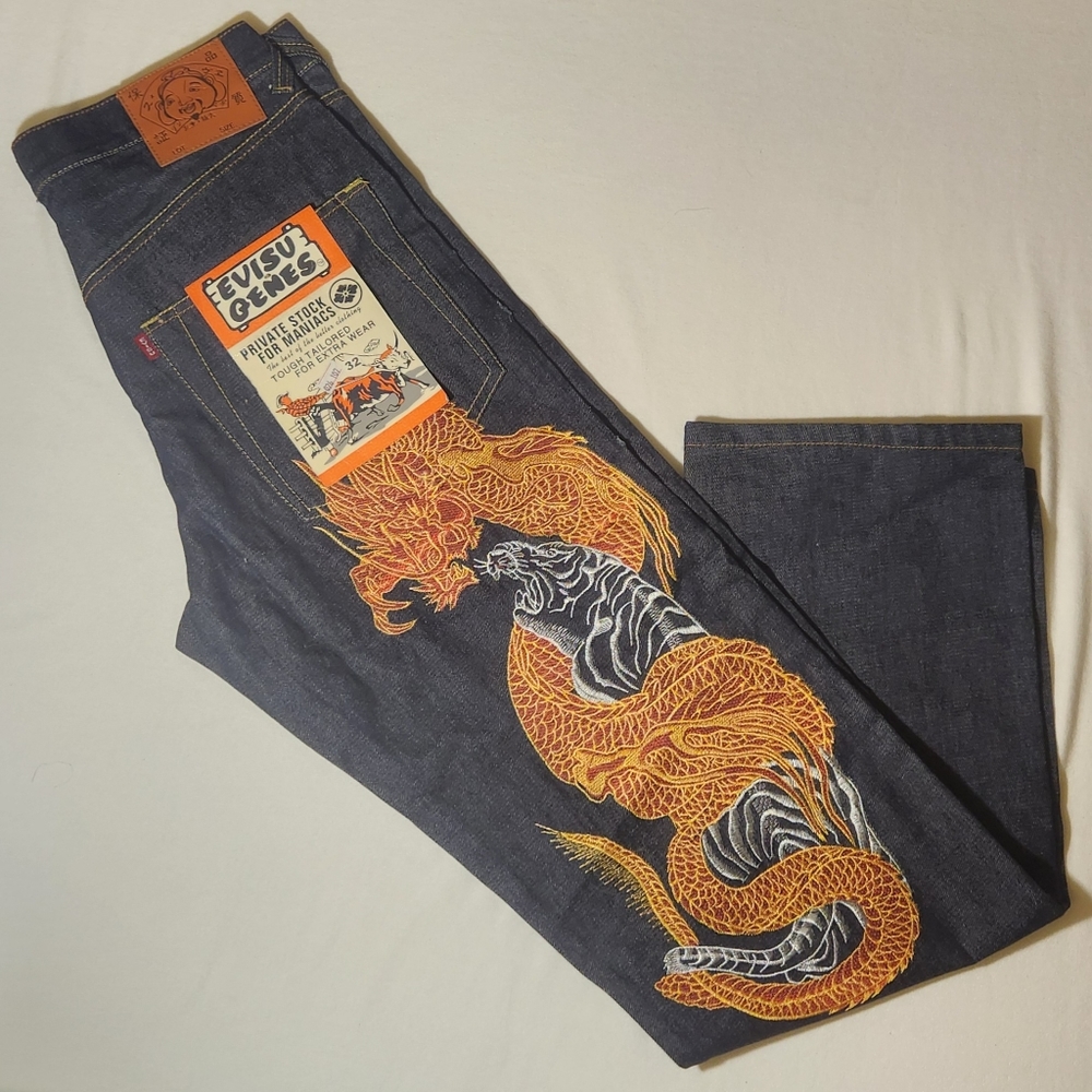 Evisu Genes Jeans Oriental Dragon W32 Denim NWT